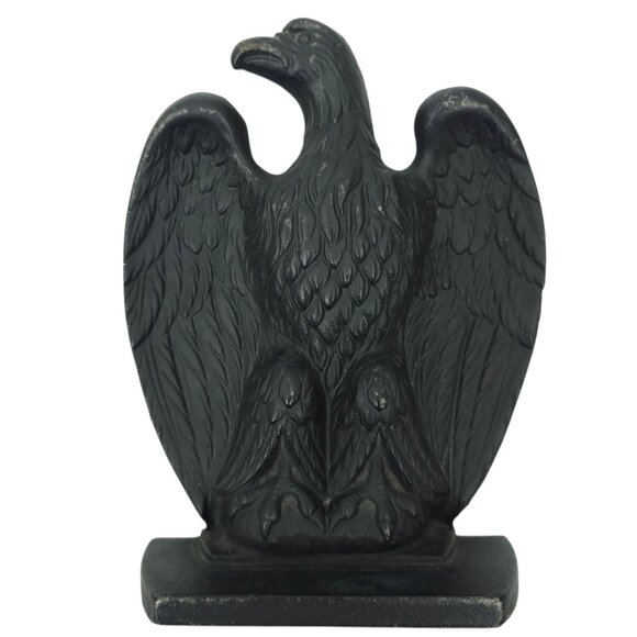 Cast Iron Eagle Bookends Pair Black Vintage Americana Heavy Patriotic Doorstop - Picture 4 of 12